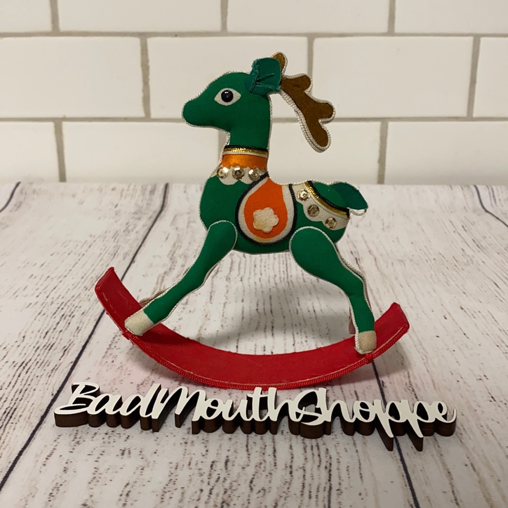 Vintage Christmas Rocking Horse Toy Handmade Fabric Decoration